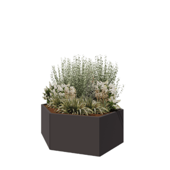 Floreira em aço - Hexágono - 159,3 x 138,6 x 60 cm - RAL7016 fosco (cinzento antracite) - Sem placa de base