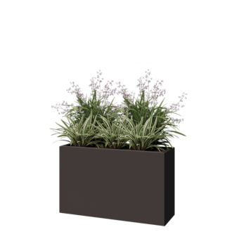 Floreira em aço - Retângulo - 100 x 30 x 60 cm - RAL7016 fosco (cinzento antracite) - Com placa de base