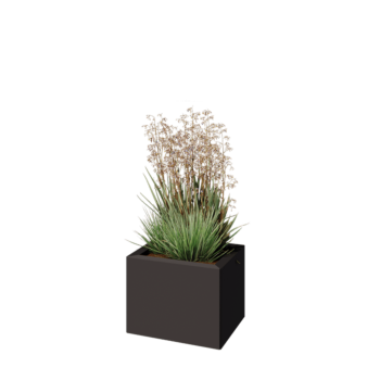 Floreira em aço - Retângulo - 40 x 30 x 30 cm - RAL7016 fosco (cinzento antracite) - Com placa de base