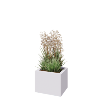 Floreira em aço - Retângulo - 40 x 30 x 30 cm - RAL9010 fosco (branco) - Com placa de base