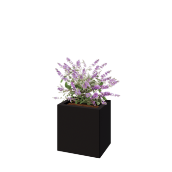 Floreira em aço - Retângulo - 40 x 30 x 40 cm - RAL9005 fosco (preto) - Com placa de base