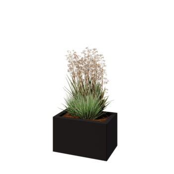 Floreira em aço - Retângulo - 50 x 30 x 30 cm - RAL9005 fosco (preto) - Sem placa de base