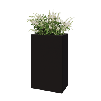 Floreira em aço - Retângulo - 50 x 30 x 80 cm - RAL9005 fosco (preto) - Com placa de base