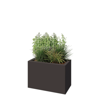 Floreira em aço - Retângulo - 60 x 30 x 40 cm - RAL7016 fosco (cinzento antracite) - Com placa de base