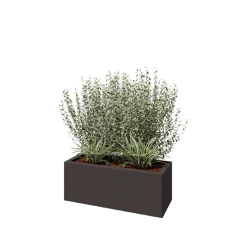 Floreira em aço - Retângulo - 80 x 30 x 30 cm - RAL7016 fosco (cinzento antracite) - Sem placa de base