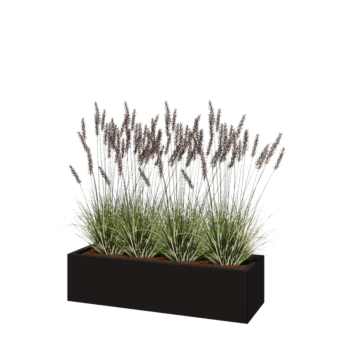 Floreira em aço - Retângulo - 120 x 40 x 30 cm - RAL9005 fosco (preto) - Sem placa de base