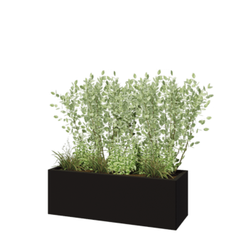 Floreira em aço - Retângulo - 120 x 40 x 40 cm - RAL9005 fosco (preto) - Sem placa de base