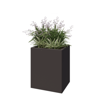 Floreira em aço - Retângulo - 50 x 40 x 60 cm - RAL7016 fosco (cinzento antracite) - Com placa de base