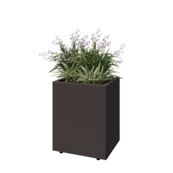 Floreira em aço - Retângulo - 50 x 40 x 60 cm - RAL7016 fosco (cinzento antracite) - Com placa de base - Com pés