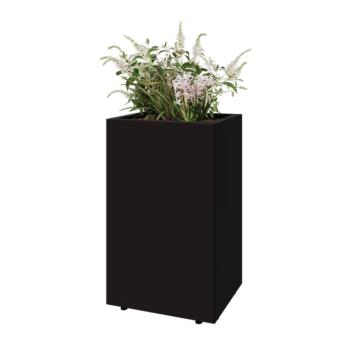 Floreira em aço - Retângulo - 50 x 40 x 80 cm - RAL9005 fosco (preto) - Com placa de base - Com pés
