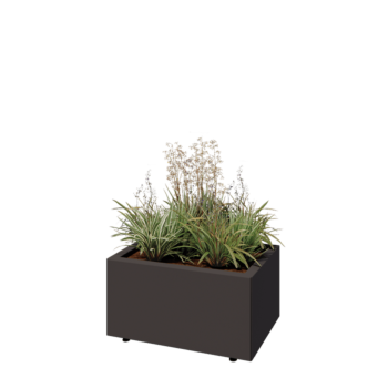 Floreira em aço - Retângulo - 60 x 40 x 30 cm - Outra cor RAL - Com placa de base - Com pés