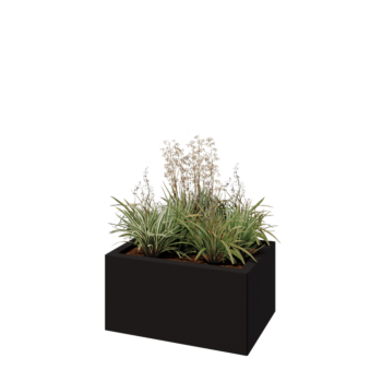 Floreira em aço - Retângulo - 60 x 40 x 30 cm - RAL9005 fosco (preto) - Com placa de base