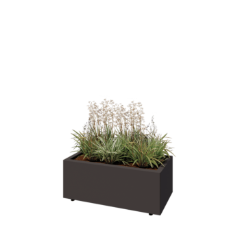 Floreira em aço - Retângulo - 80 x 40 x 30 cm - RAL7016 fosco (cinzento antracite) - Com placa de base - Com pés