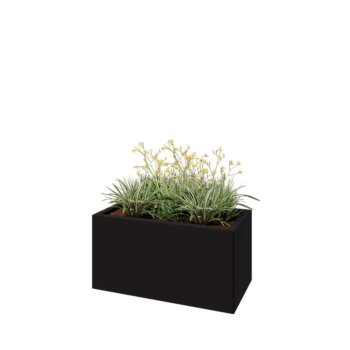 Floreira em aço - Retângulo - 80 x 40 x 40 cm - RAL9005 fosco (preto) - Sem placa de base