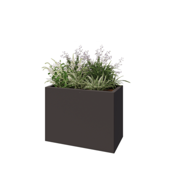 Floreira em aço - Retângulo - 80 x 40 x 60 cm - Outra cor RAL - Com placa de base