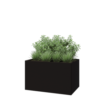 Floreira em aço - Retângulo - 100 x 60 x 60 cm - RAL9005 fosco (preto) - Com placa de base