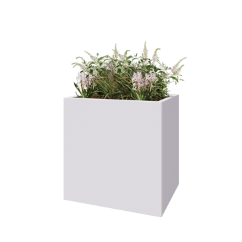 Floreira em aço - Retângulo - 80 x 60 x 80 cm - RAL9010 fosco (branco) - Sem placa de base