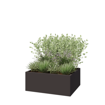 Floreira em aço - Retângulo - 100 x 80 x 40 cm - RAL7016 fosco (cinzento antracite) - Sem placa de base