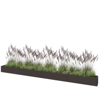 Floreira XXL em aço - Retângulo - 480 x 30 x 30 cm - RAL7016 fosco (cinzento antracite) - Com placa de base