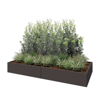 Floreira XXL em aço - Retângulo - 240 x 100 x 30 cm - Outra cor RAL - Com placa de base