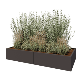 Floreira XXL em aço - Retângulo - 240 x 100 x 40 cm - Outra cor RAL - Sem placa de base