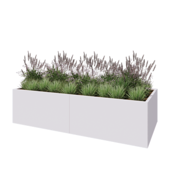 Floreira XXL em aço - Retângulo - 240 x 100 x 60 cm - RAL9010 fosco (branco) - Com placa de base