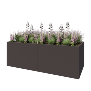 Floreira XXL em aço - Retângulo - 240 x 100 x 80 cm - Outra cor RAL - Com placa de base