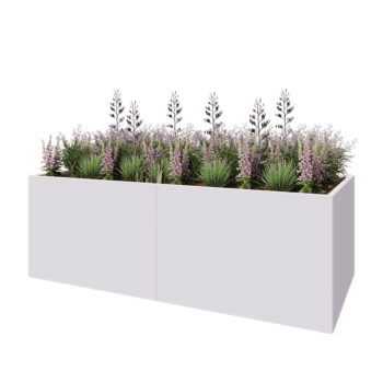Floreira XXL em aço - Retângulo - 240 x 100 x 80 cm - RAL9010 fosco (branco) - Com placa de base