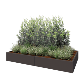 Floreira XXL em aço - Retângulo - 240 x 120 x 30 cm - Outra cor RAL - Sem placa de base