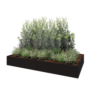 Floreira XXL em aço - Retângulo - 240 x 120 x 30 cm - RAL9005 fosco (preto) - Sem placa de base