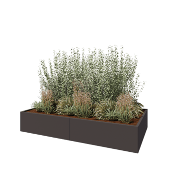 Floreira XXL em aço - Retângulo - 240 x 120 x 40 cm - RAL7016 fosco (cinzento antracite) - Sem placa de base