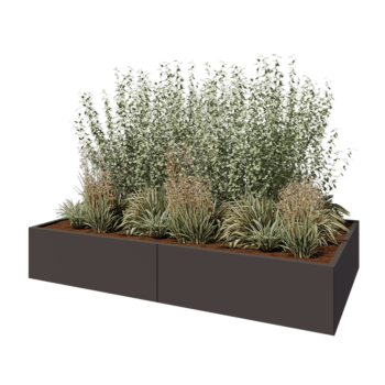 Floreira XXL em aço - Retângulo - 240 x 120 x 40 cm - Outra cor RAL - Com placa de base