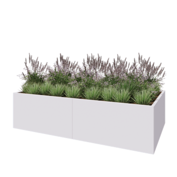 Floreira XXL em aço - Retângulo - 240 x 120 x 60 cm - RAL9010 fosco (branco) - Com placa de base