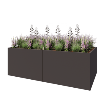 Floreira XXL em aço - Retângulo - 240 x 120 x 80 cm - Outra cor RAL - Com placa de base