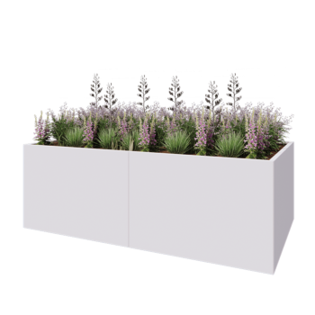 Floreira XXL em aço - Retângulo - 240 x 120 x 80 cm - RAL9010 fosco (branco) - Sem placa de base