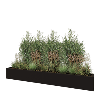 Floreira XXL em aço - Retângulo - 240 x 30 x 30 cm - RAL9005 fosco (preto) - Sem placa de base