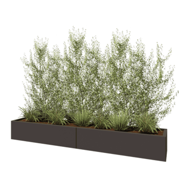 Floreira XXL em aço - Retângulo - 240 x 40 x 30 cm - Outra cor RAL - Com placa de base