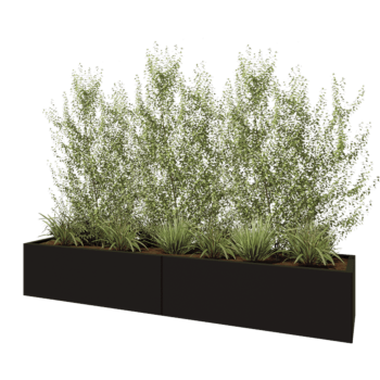 Floreira XXL em aço - Retângulo - 240 x 50 x 40 cm - RAL9005 fosco (preto) - Com placa de base