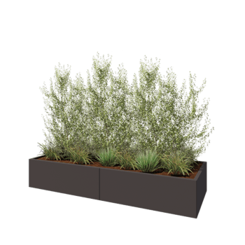 Floreira XXL em aço - Retângulo - 240 x 80 x 40 cm - RAL7016 fosco (cinzento antracite) - Com placa de base