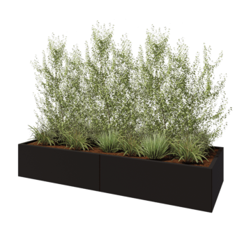 Floreira XXL em aço - Retângulo - 240 x 80 x 40 cm - RAL9005 fosco (preto) - Sem placa de base