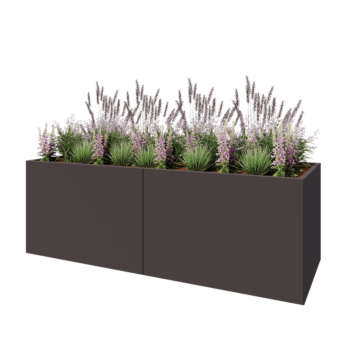 Floreira XXL em aço - Retângulo - 240 x 80 x 80 cm - Outra cor RAL - Com placa de base