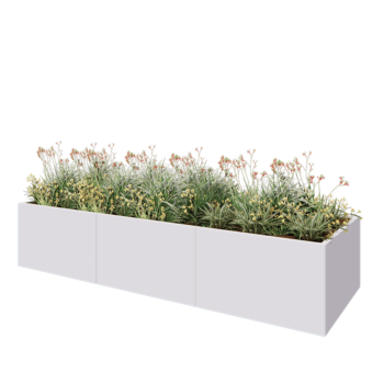 Floreira XXL em aço - Retângulo - 300 x 100 x 60 cm - RAL9010 fosco (branco) - Com placa de base