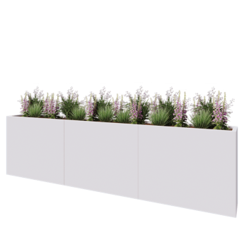 Floreira XXL em aço - Retângulo - 300 x 30 x 80 cm - RAL9010 fosco (branco) - Com placa de base