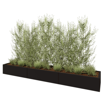 Floreira XXL em aço - Retângulo - 300 x 50 x 30 cm - RAL9005 fosco (preto) - Sem placa de base