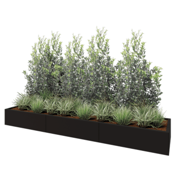 Floreira XXL em aço - Retângulo - 300 x 60 x 30 cm - RAL9005 fosco (preto) - Sem placa de base