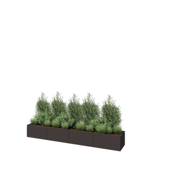 Floreira XXL em aço - Retângulo - 320 x 50 x 40 cm - RAL7016 fosco (cinzento antracite) - Sem placa de base