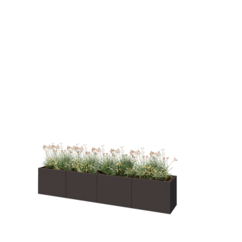 Floreira XXL em aço - Retângulo - 320 x 50 x 60 cm - RAL7016 fosco (cinzento antracite) - Com placa de base