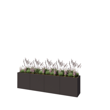 Floreira XXL em aço - Retângulo - 320 x 50 x 80 cm - RAL7016 fosco (cinzento antracite) - Sem placa de base