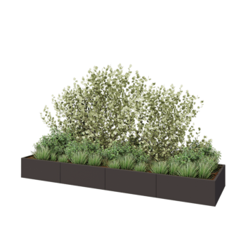 Floreira XXL em aço - Retângulo - 400 x 100 x 40 cm - RAL7016 fosco (cinzento antracite) - Sem placa de base