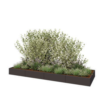 Floreira XXL em aço - Retângulo - 400 x 120 x 30 cm - RAL7016 fosco (cinzento antracite) - Sem placa de base